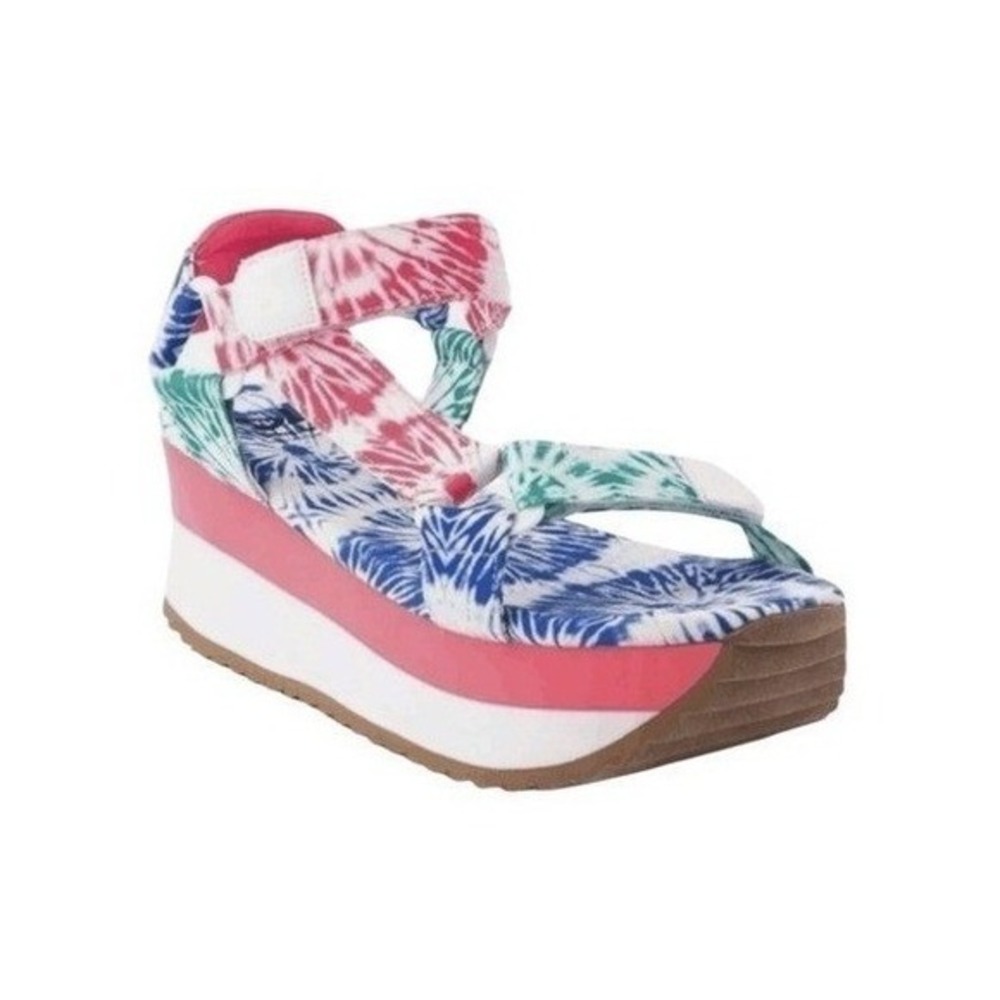 Dirty Laundry Tie Dye Goin Out Platform Chunky Sandals Tie Dye Print‎ 8.5